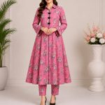 Digital print A line frock with strait paints