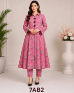 Digital print A line frock with strait paints