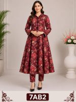 Digital print A line frock with strait paints