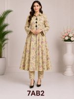 Digital print A line frock with strait paints