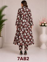Digital print A line frock with strait paints - Image 2