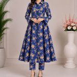 Digital print A line frock with strait paints