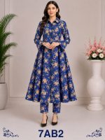 Digital print A line frock with strait paints