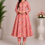 Digital print A line frock with strait paints
