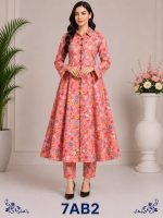 Digital print A line frock with strait paints