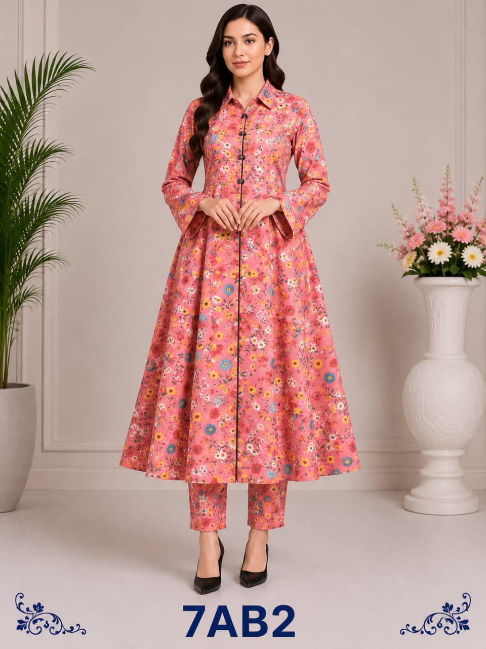 WhatsApp Image 2026-09-01 at 5.17.24 PM Digital print A line frock with strait paints - Image 1