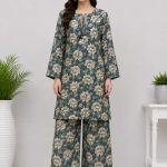 Digital printed long shirt with straight Trouser