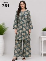 Digital printed long shirt with straight Trouser