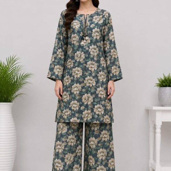 Digital printed long shirt with straight Trouser