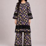 Digital printed long shirt with straight Trouser