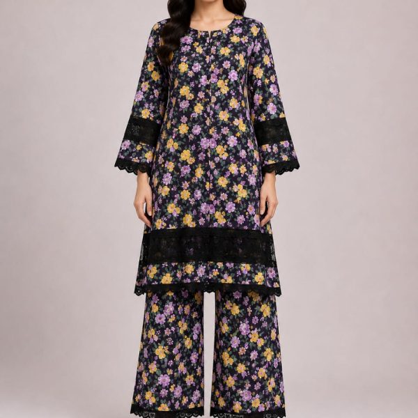 Digital printed long shirt with straight Trouser