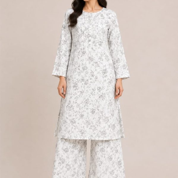 Digital printed long shirt with straight Trouser
