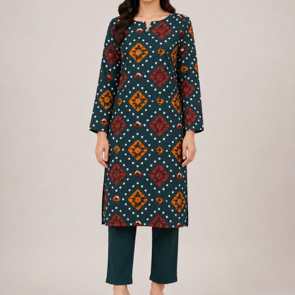 Digital Print with plain Trouser