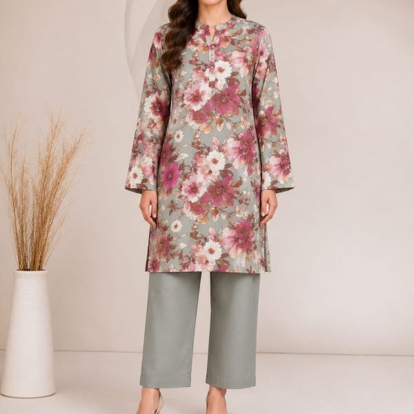 Digital Print shirt with Plain Trouser on Lown