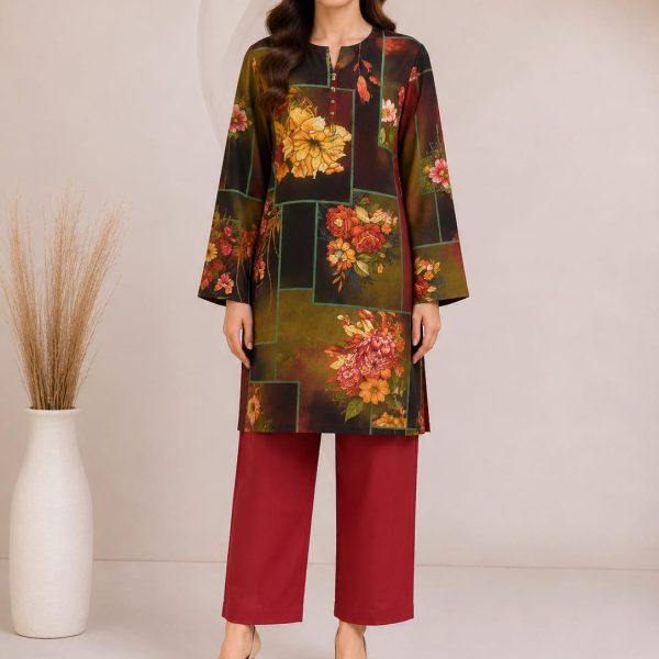Digital Print shirt with Plain Trouser on Lown