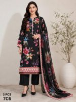 Digital Printed shirt with Plain Trouser on Dorya Lawn
