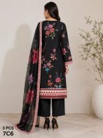 Digital Printed shirt with Plain Trouser on Dorya Lawn - Image 2