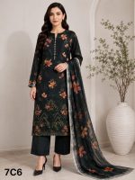Digital Printed shirt with Plain Trouser on Dorya Lawn