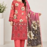 Digital Printed Shirt with Plain Trouser on Dorya Lawn