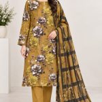 Digital Printed Shirt with Plain Trouser on  Lawn