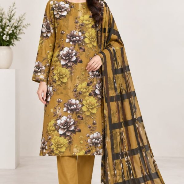 Digital Printed Shirt with Plain Trouser on  Lawn