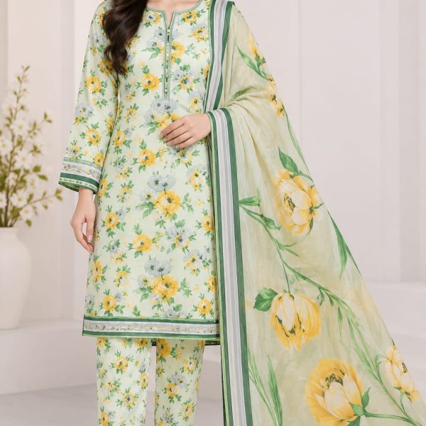 Digital Printed Allover suit with shafun dubatta on Dorya Lown