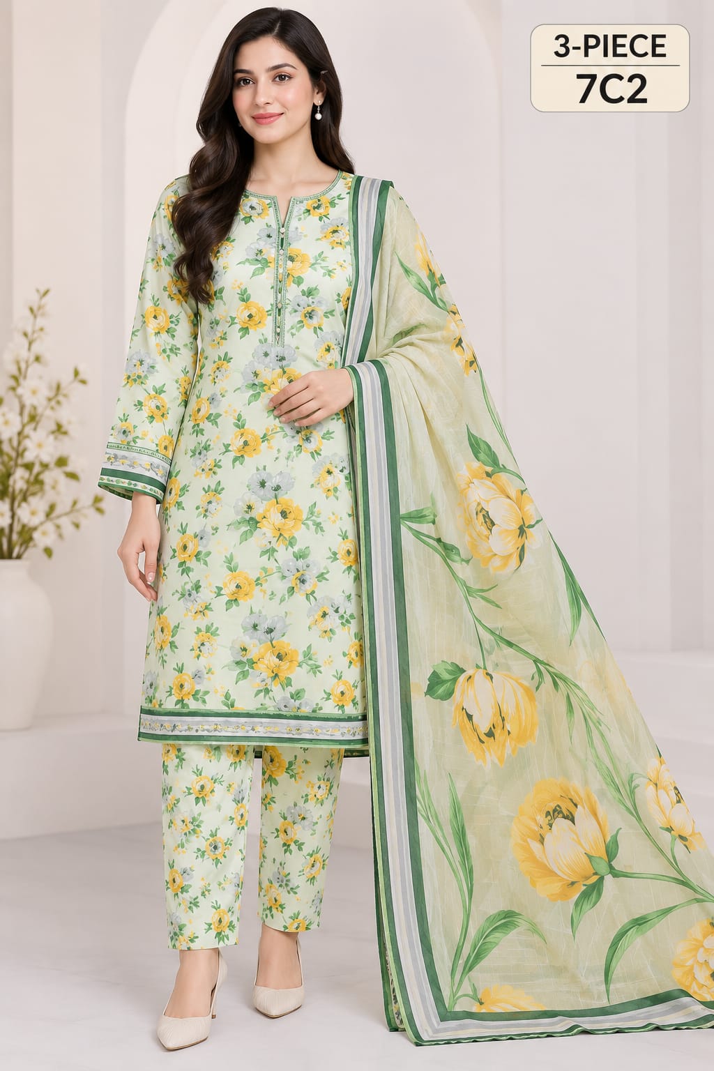 WhatsApp Image 2026-09-05 at 3.44.35 PM Digital Printed Allover suit with shafun dubatta on Dorya Lown - Image 1