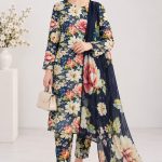 Digital Printed Allover suit with shafun dubbata on Dorya  Lown