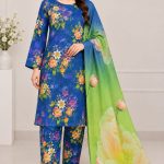Digital Printed Allover suit with on Dorya  Lown