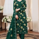 Digital Printed Embroidered neck & borders Shirt with Plain Trouser on Dorya Lawn shafun Embroidered dubbata