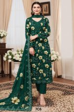 Digital Printed Embroidered neck & borders Shirt with Plain Trouser on Dorya Lawn shafun Embroidered dubbata