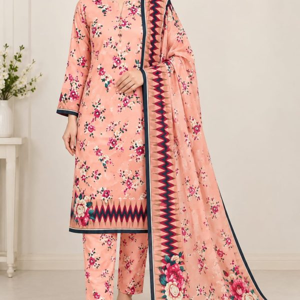 Digital Printed Allover suit on Dorya Lown with shafun dubbata