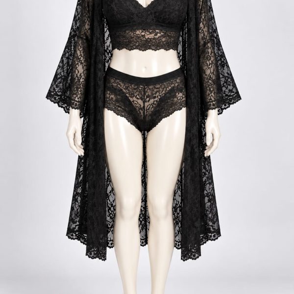 Red Net & Lace Nightwear set with Robe