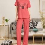 Plain Night Suit with Front Print