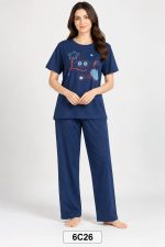 Plain Night Suit with Front Print
