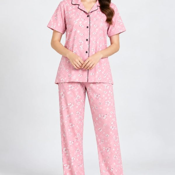 Classic printed Notch Coller nightwear suit