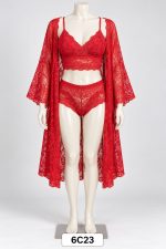 Red Net & Lace Nightwear set with Robe
